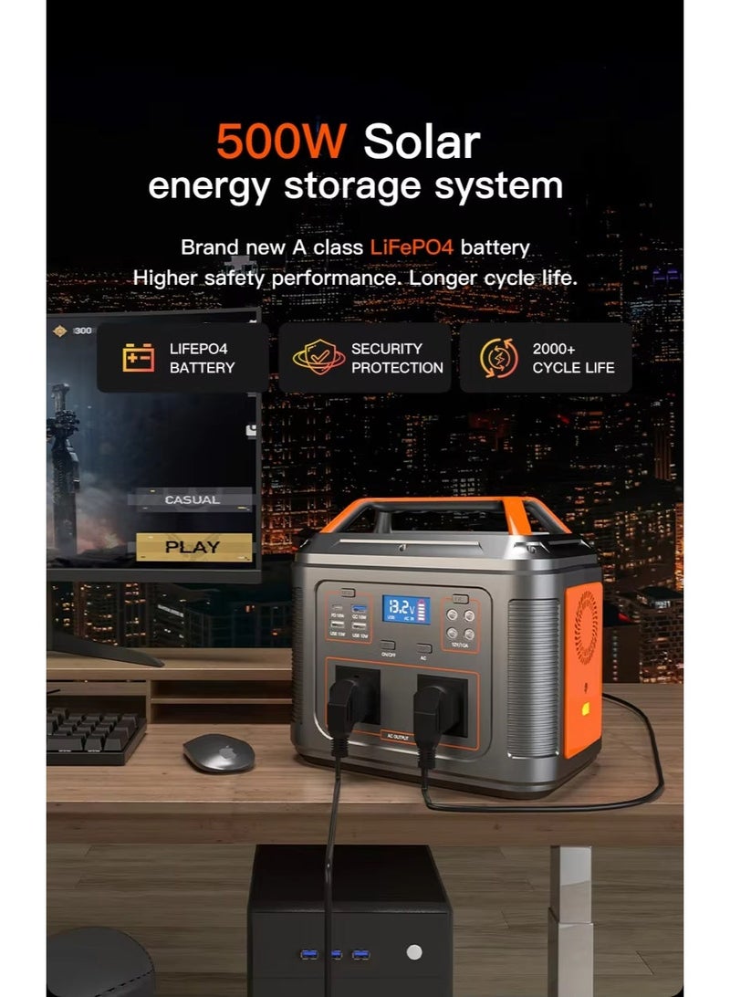 بلو فاير محطة طاقة شمسية محمولة 500 واط لمزود الطاقة المنزلي والشحن | بطارية LiFePO4 عالية السعة 40Ah | عاكس موجة جيبية نقية 220 فولت + 4 منافذ تيار مستمر + 4 منافذ USB | لتخييم، الطوارئ، والمغامرات الخارجية (237mm x 165mm x 221mm سم) - شحن 10 أجهزة في وقت واحد بنظام إدارة بطارية ذكي BMS - Image 5